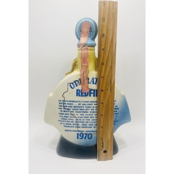 Jim Beam Decanter Whiskey Bottle Manitowoc Submarine Operation Redfin 1970 WWII - Picture 3 of 5